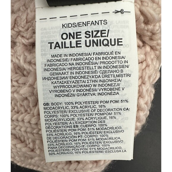 The North Face Girls Youth Kids Oh Mega Faux Fur Pom Beanie Hat PINK MOSS New - Picture 9 of 10
